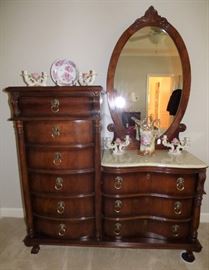 Marble top Dresser with mirror by Pulaski (part of King bedroom suite)