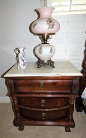 One of 2 night stands with marble tops (Part of Pulaski King bedroom suite)