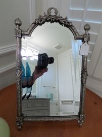 Ornate Silver Easel-Back Mirror