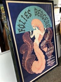 Original 1920's Erte Folies Bergere poster signed framed 6' Tall