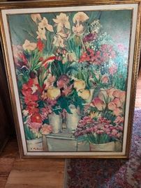 Exceptional and Large Floral Painting from the Jackie Collins Estate Beverly Hills CA