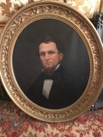 1870's portrait Oil Painting Heavy Round Wood and Plaster Frame