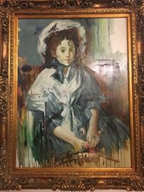 5.5' Large Oil Painting with Ornate Frame