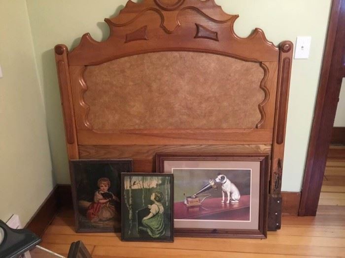 Paintings and Headboard Lot