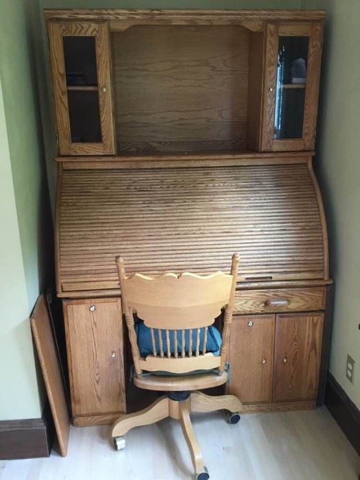 Solid Oak RollTop Desk Lot