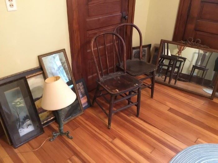 Vintage Chairs and Art Lot