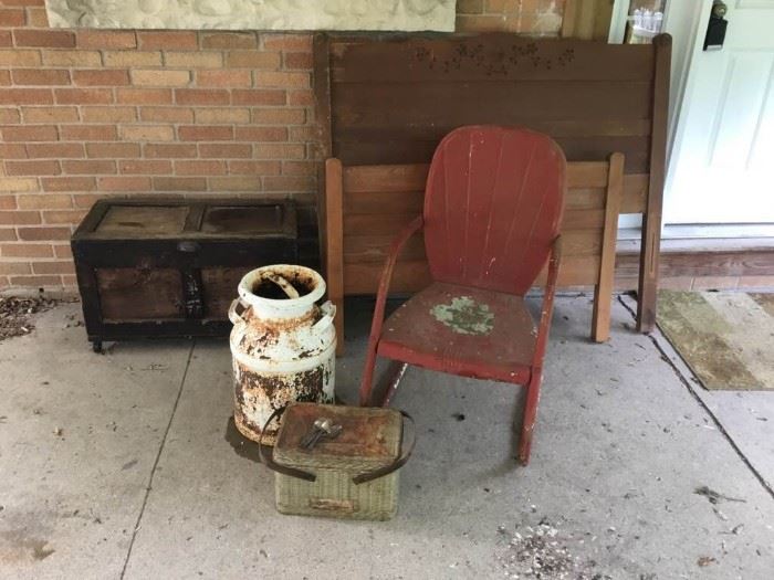 Vintage Milk Container and Chair Lot and More