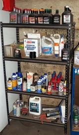 Metal Shelf 60" x 36" x 18" Including Amsoil Motor Oil, European Car Formula, Coolant Boost, Carb & Choke Cleaner, Heater Hose Display And More