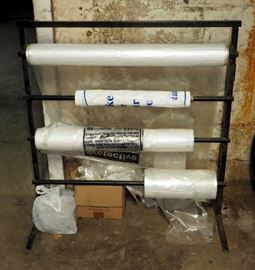 Metal Spool Rack Including Tire Storage Bags, Floor Board Covers And Steering Wheel Covers