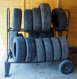 2-Tier Rolling Tire Cart 