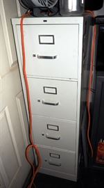 Metal 2-Drawer Filing Cabinets Qty. 3 And Hon 4-Drawer Filing Cabinet, Contents Include Office Supplies, Hardware And More