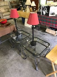 Pair of glass top and cables which are part of the set including the coffee table