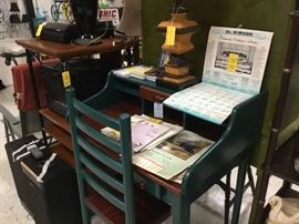 Desk & chair - lamps - vintage calendars