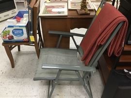 Desk, chair, vintage wooden folding chair