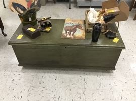 Vintage cedar chest - also painted green
