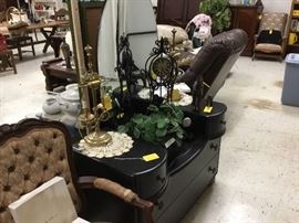 Black dresser with mirror