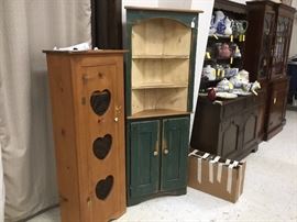 Corner cabinet and open heart oak cabinet