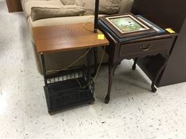 Lamp table and small Queen Anne table with drawer