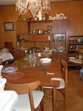 Mid-century modern dining set, table and six chairs
