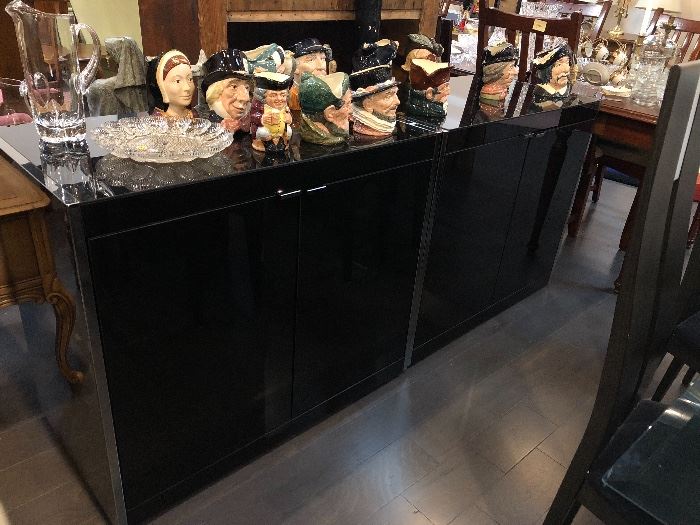 Black Italian 2 piece Storage, Can be used as a buffet, entry piece, console table
