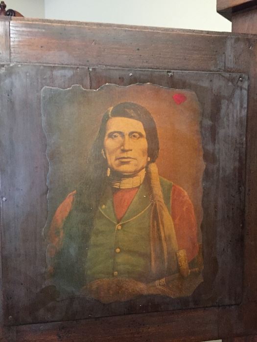 Old American Wardrobe/Armoire with Amazing Native American Memorabilia Adhered to Inside of Doors