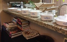 Assorted Books, Corning Ware