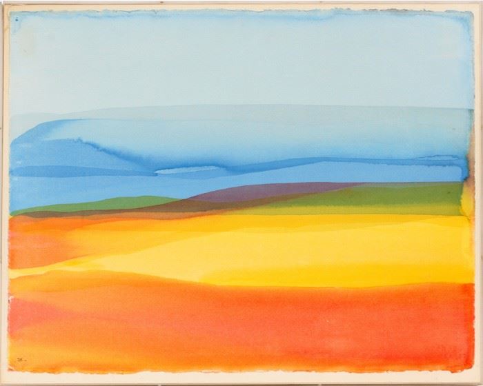 DAVID EINSTEIN MINIMALIST WATERCOLOR ON PAPER, 1972, H 22 1/2", W 30", "EARTH AND SKY"
Lot # 2137 