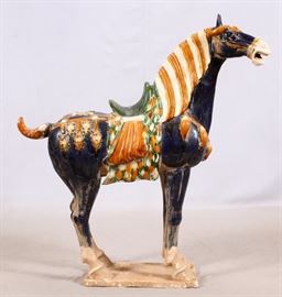 CHINESE TANG POTTERY HORSE, H 41.5", L 37", D 12"
Lot # 2175 