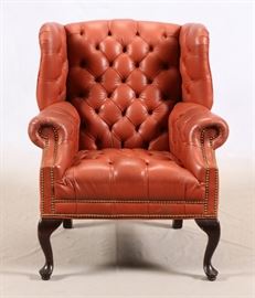 LEATHER WING BACK ARMCHAIR, H 40" W 31"
Lot # 2262 