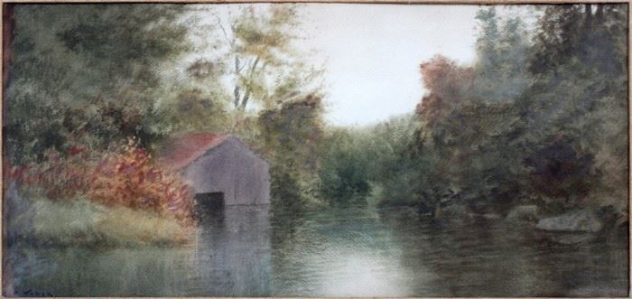 CHARLES DICKENS WADE, (AMERICAN), PASTEL, C. 1850, H 11 1/2", W 24", LANDSCAPE
Lot # 2297 