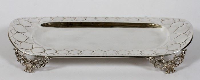 STERLING SILVER TRAY, HAND MADE BY "GRAND" W 8 1/4'', L 17''
Lot # 1087 