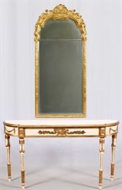 LOUIS XV-STYLE CONSOLE TABLE AND MIRROR, 20TH C., H 53 1/2", W 24 1/2"
Lot # 1072 