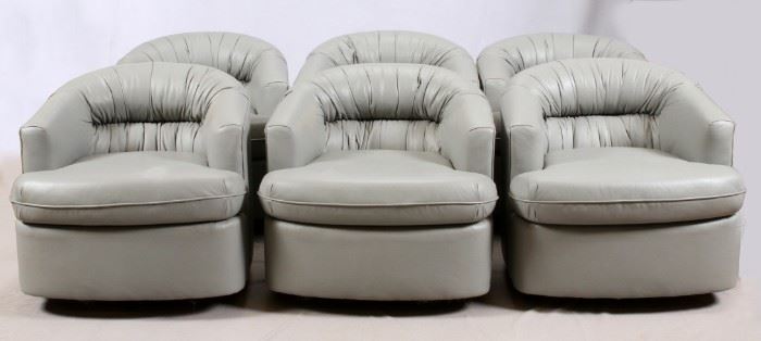 UPHOLSTERED LEATHER SWIVEL CHAIRS, SIX, H 30", W 31", D 35"
Lot # 1213 