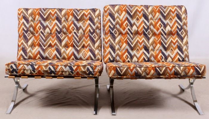 MODERN STYLE BARCELONA CHAIRS, PAIR, H 23" W 29" D 34"
Lot # 1209 