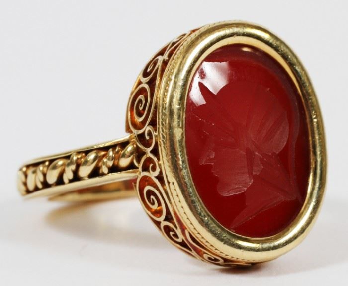 MANS 18KT YELLOW GOLD RING WITH RED INTAGLIO
Lot # 1263 