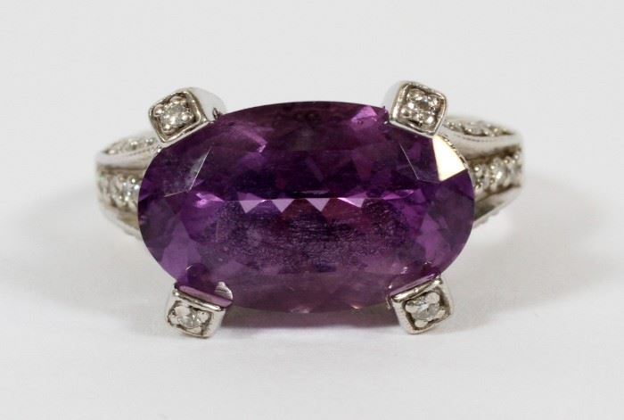 14KT WHITE GOLD AND AMETHYST RING, DIA SIZE: 6.5
Lot # 1296 