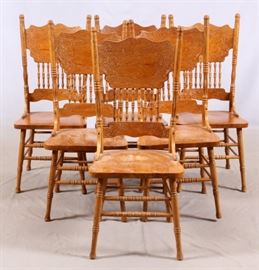 OAK PRESSED BACK DINING CHAIRS SET OF SIX
Lot # 1345 