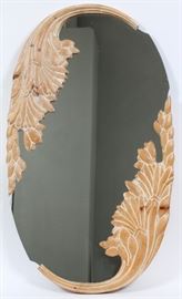 CONTEMPORARY PARTIAL CARVED WOOD MIRROR, H 46", W 27"
Lot # 1388 