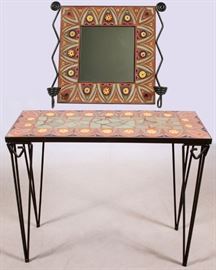 IRON AND TILE CONSOLE TABLE AND MIRROR, 2 PIECES
Lot # 1393 