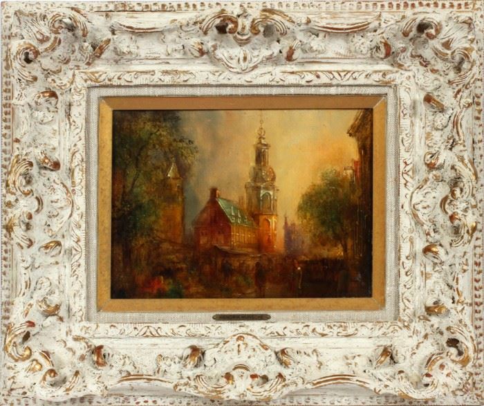 HENDRIK HUNSCH, OIL ON CANVAS, H 7.5", W 9.5", "OUDE KIRK IN AMSTERDAM"
Lot # 0167 