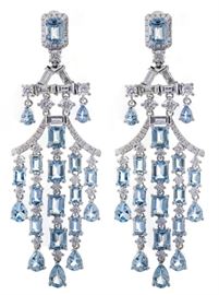 Aquamarine & Diamond Earrings
