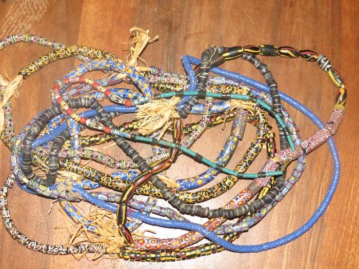 AFRICAN TRADE BEADED NECKLACES.