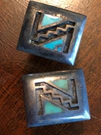 American Indian silver and turquoise cuff links - gorgeous!