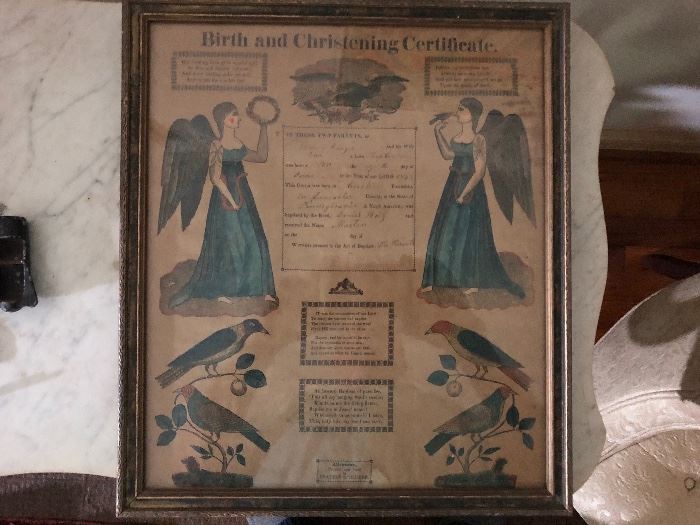 1800's Birth and Christening Certificate