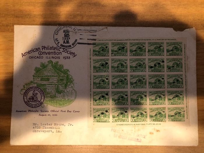 First Day cover American Philatelic Society Convention 8/25/1933