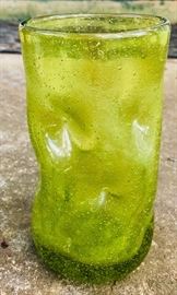 Blenco green bubbled/pressed vase