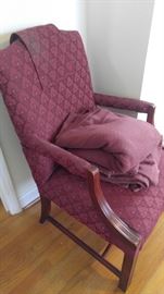 Burgandy upholstered chair 