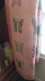 Love this vintage pink butterfly quilt