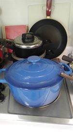 Nice blue cast iron Dutch oven