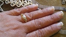 14k handmade salt water pearl ring